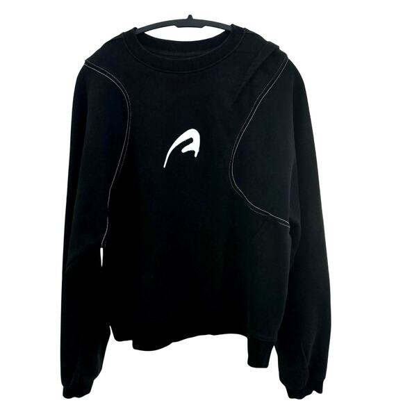 Ader Error A-Peec Embroidered Logo Sweatshirt Black A2 Fit M - Picture 1 of 7